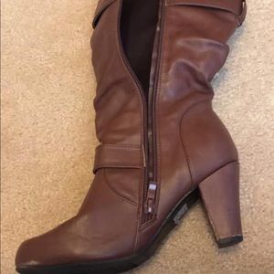 Brown leather boots